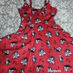Sourpuss Pirate Dot Dress Large Red